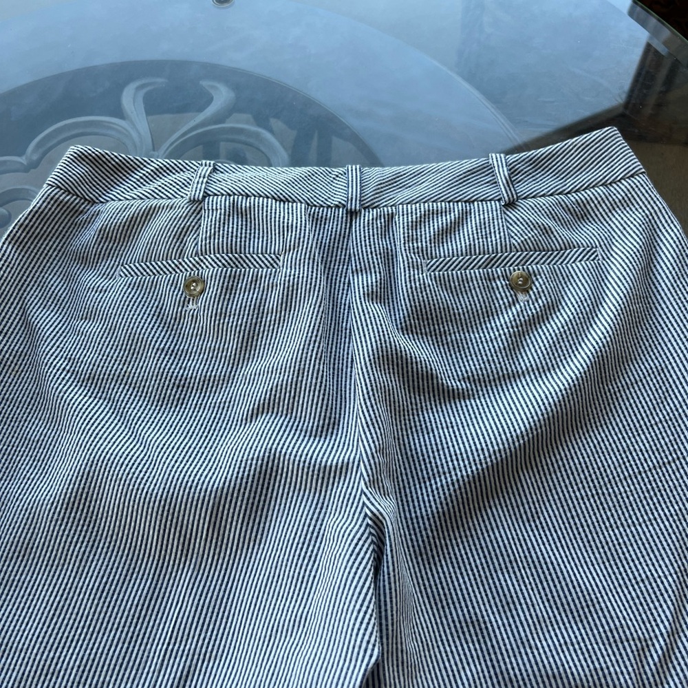 Talbots Blue and White Seersucker chinos Striped Straight-Leg crop pants - Picture 7 of 8